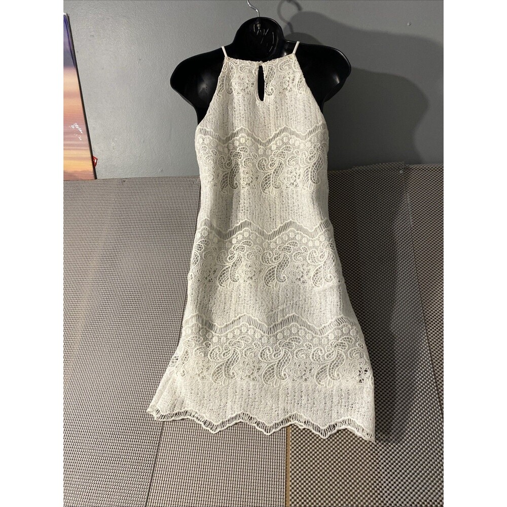 Monteau Los Angeles Mini Halter Dress White Lace Size S - Picture 7 of 7